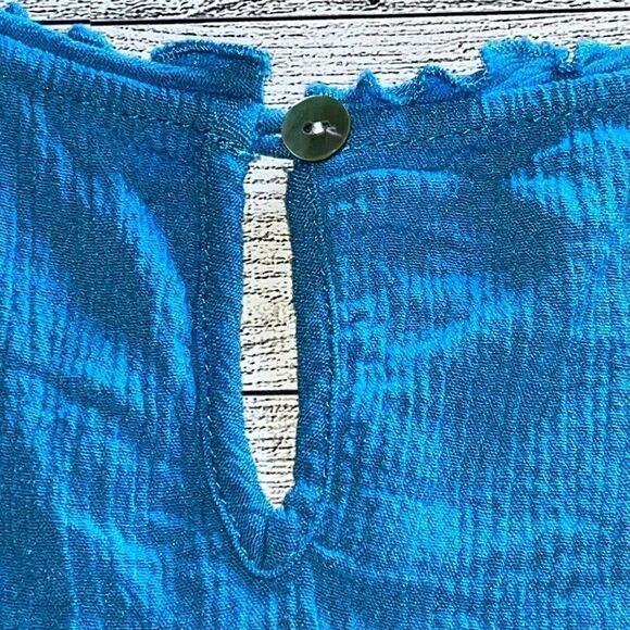 Chico's Aqua Cold Shoulder Bell Sleeve Tunic Ruffle Neckline Women's 3 XL/16 - Picture 10 of 12